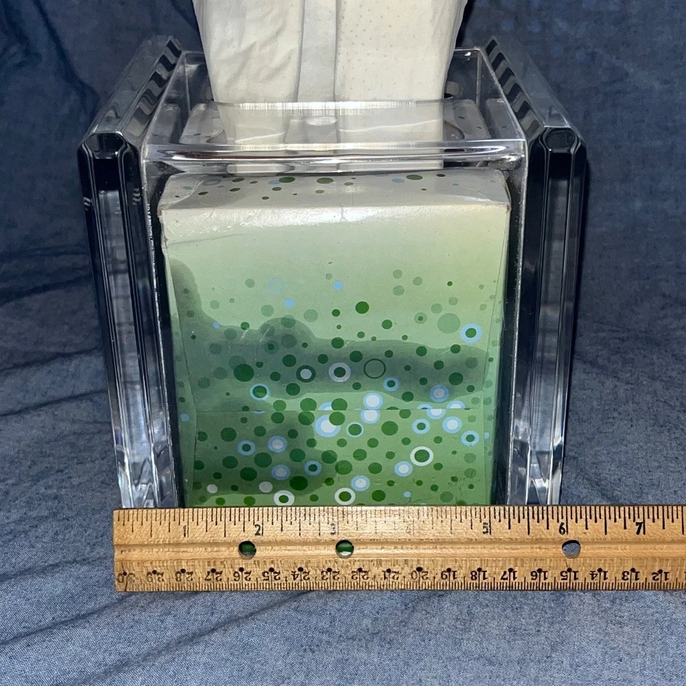 MidCentury Modern ARONIE LUCITE Clear Acrylic Tissue Box Holder Cover MCM Vintag